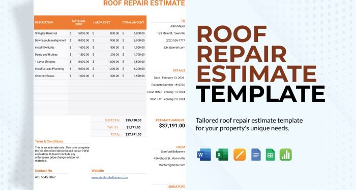 Roof Repair Estimate Sample at Carlos Pratt blog
